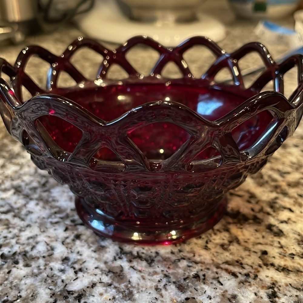 Vintages Ruby Red Glass‎ Small Bowl